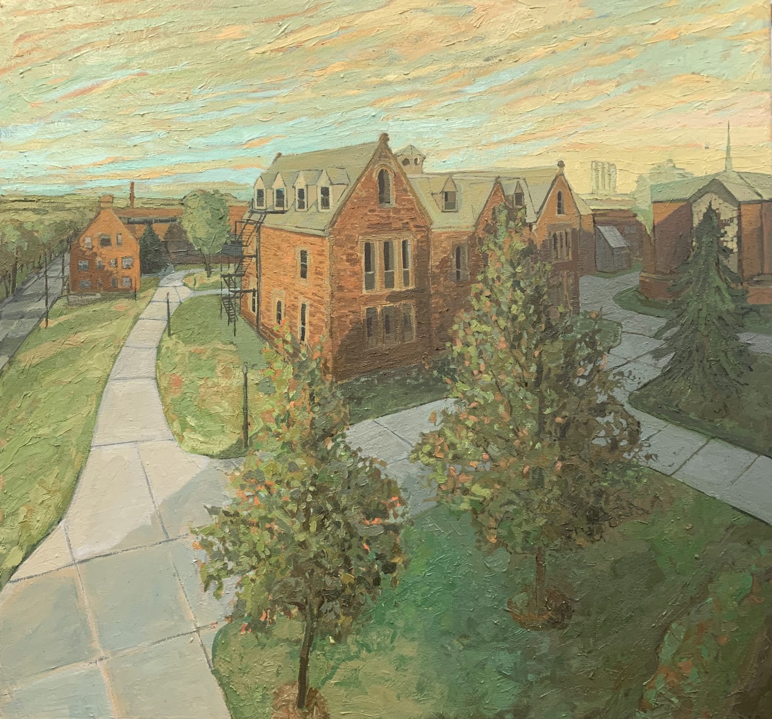 Campus, 2023, oil on canvas, painted by Dennis Austin Reid