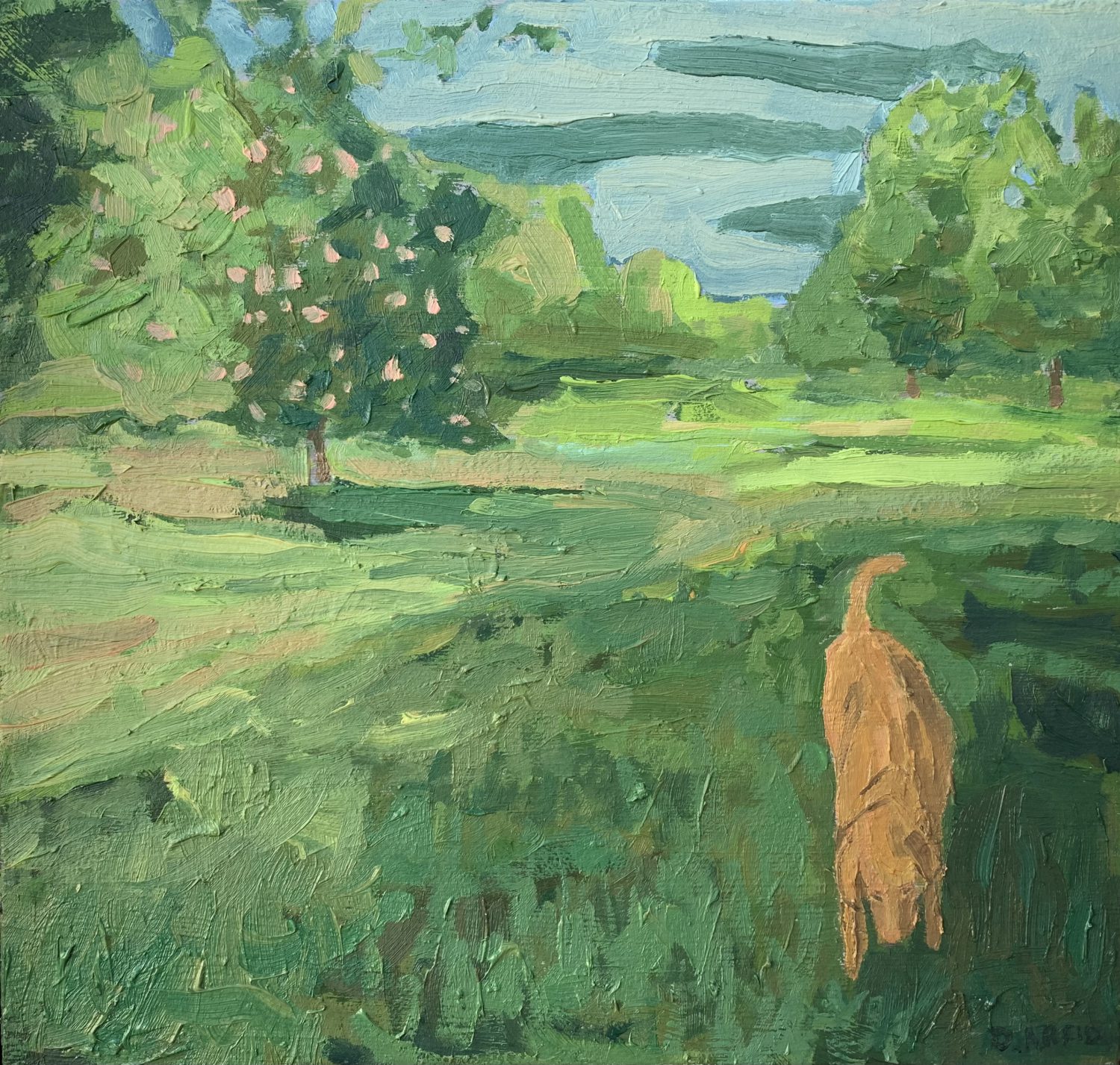 Dark Study for Bloom, 2023, oil on panel, painted by Dennis Austin Reid