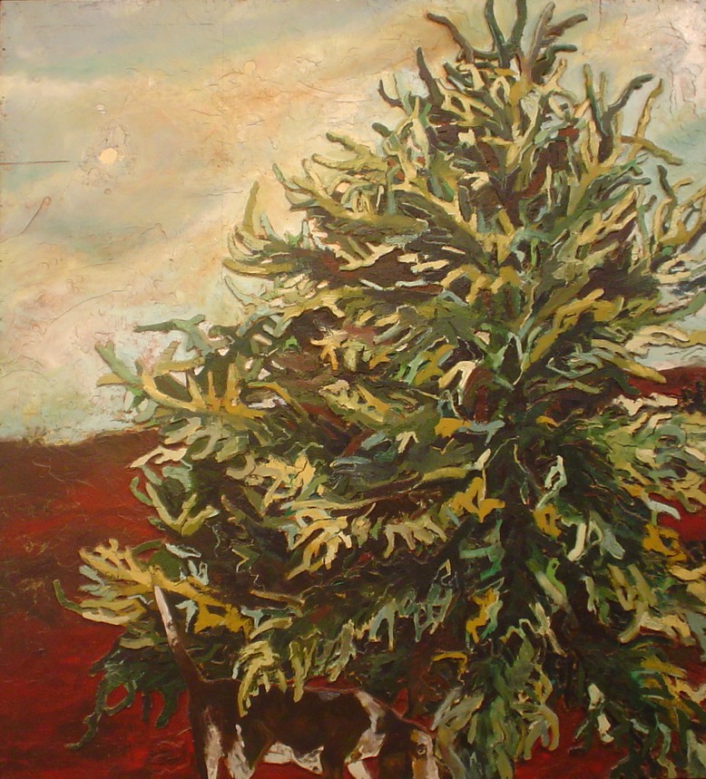 Dusty, 1999, oil on routed plywood, painted by Dennis Austin Reid
