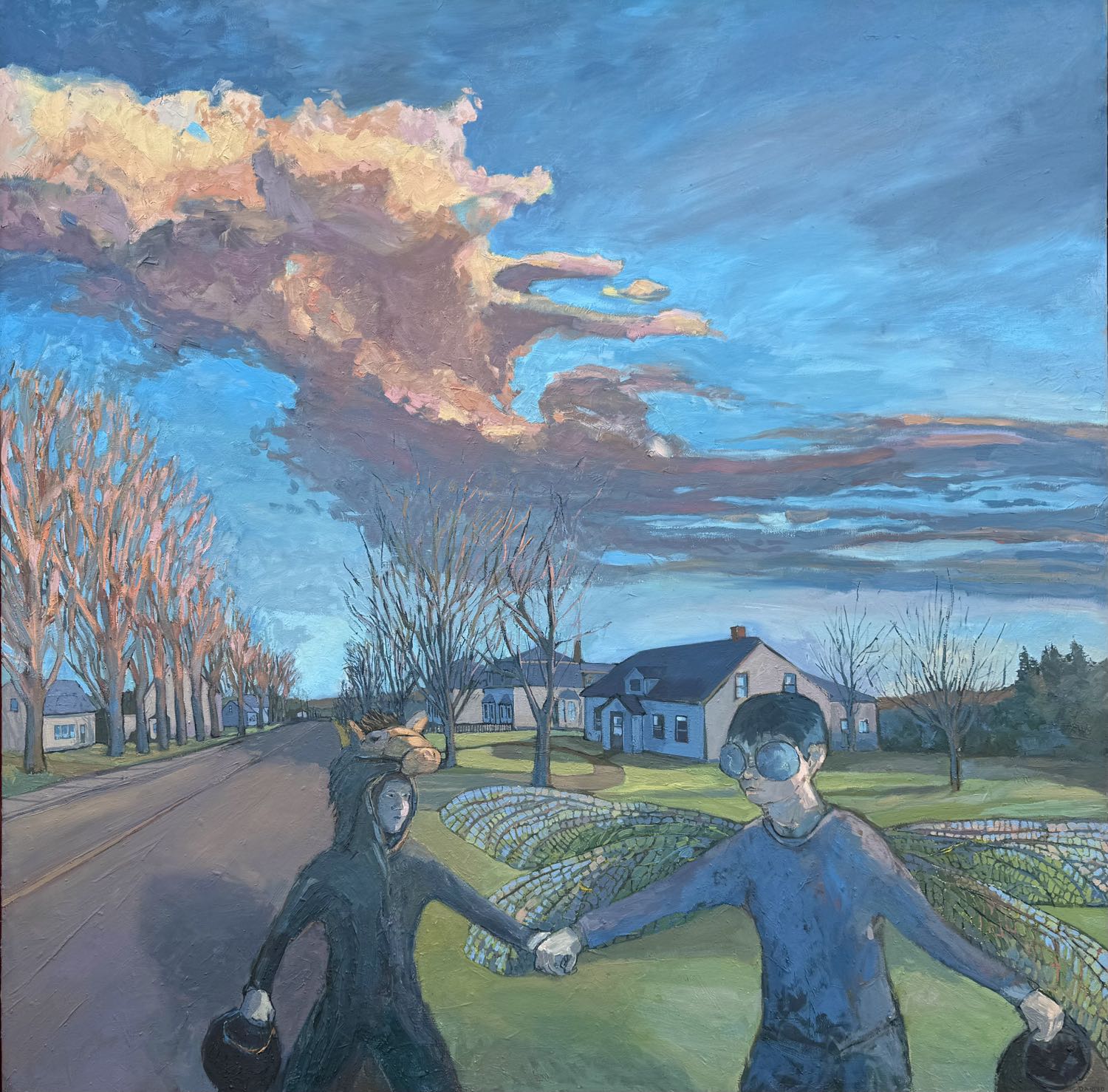 Horse with Dragon Fly, oil on canvas painting by Dennis Austin Reid